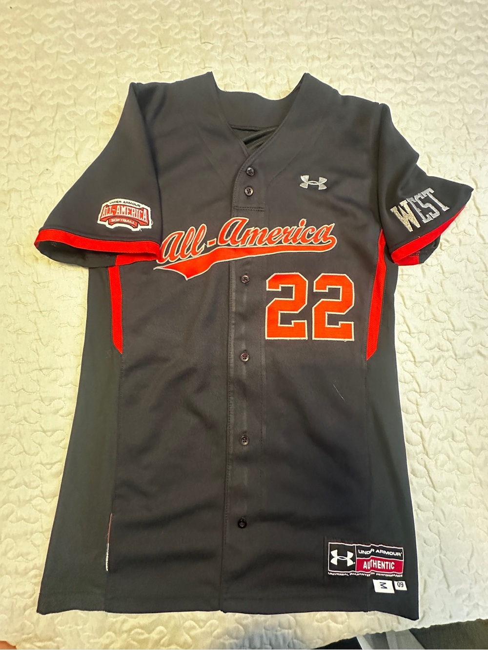 Under Armour Black & Red 'Authentic' Athletic Jersey Patch